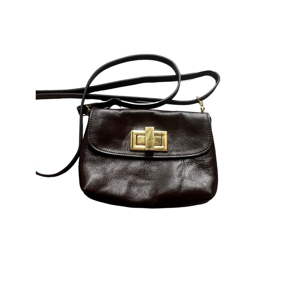 Rowallan Handmade Fine Brown Leather Crossbody Bag Purse Gold Tone Adjustable